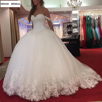Vestido De Noiva 2019 Blonder Saudi-Arabisk Bryllup Kjole Bold Kjole Kæreste Pynt Perlebesat Brudekjole, Brude Kjole Trouwjurk