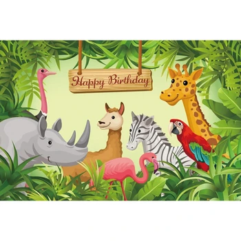 Vilde Dyr På Safari Sommeren Tropisk Skov Jungle Baby Shower, Fødselsdag Baggrund Fotografering Baggrund Til Foto-Studio