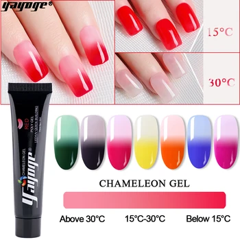 Yayoge Poly nail gel, 15 ml Temperaturen skifter Farve Akryl Poly Nail Gel Builder Gel Langvarig Kamæleon Af Negle Forlængelse