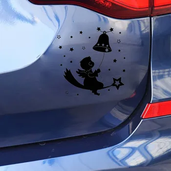 YJZT 12.9*13.3 CM Stjerner Omgiver Baby Angel Silhoutte Decal Cool Design Bil Klistermærke, Sort/Sølv, der Dækker Kroppen C20-1434