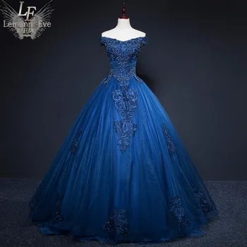 ægte royal blå perlebesat rokoko bolden kjole retten middelalderlige kjole renæssance Kjole queen victoria /Marie/drama/ball gown
