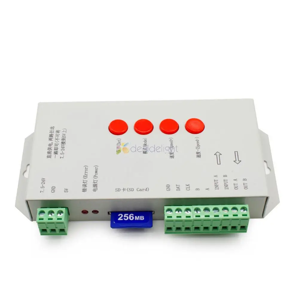 T-1000VIS 256M SD-Kort-LED-Pixel-Controller 5-24V, Fuld Farve Controller IC LPD6803/WS2801/WS2811/WS2812B