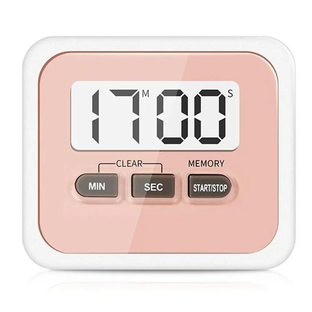 Mini Digitalt LCD-Display, Køkken Timer Square Køkken Countdown-Vækkeur Sove Stopur, Ur, Timer