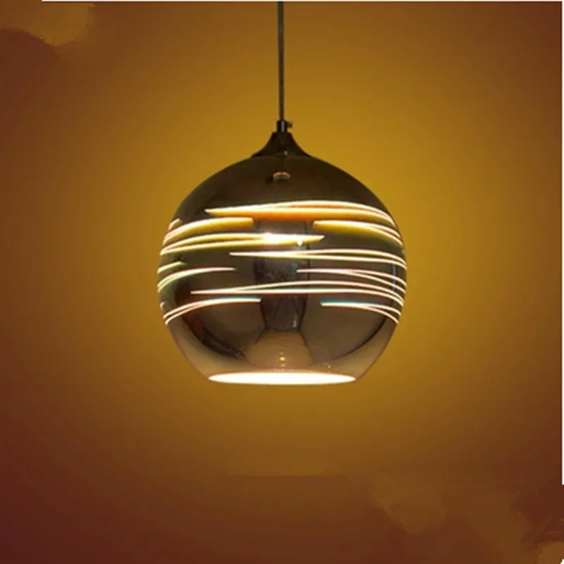 Klassisk Design-Led-Lampe Pendel Diameter 15/20cm 3d Farverige Belagte Glas, Spejl Bold Hængende lampe hængende lampe