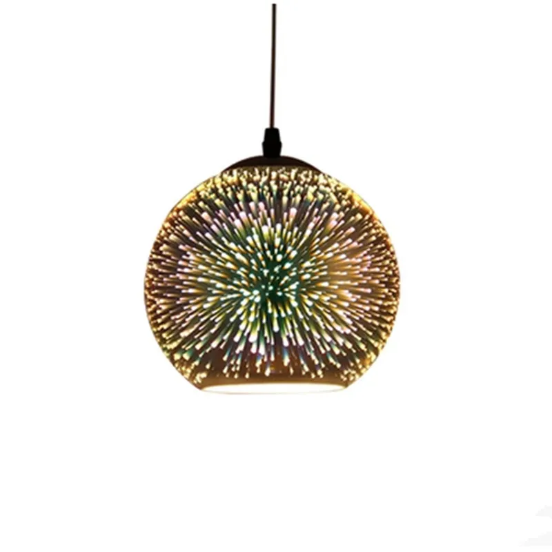 Klassisk Design-Led-Lampe Pendel Diameter 15/20cm 3d Farverige Belagte Glas, Spejl Bold Hængende lampe hængende lampe