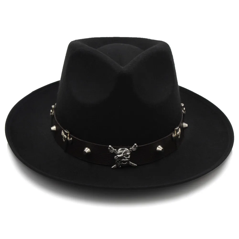 Mode Fedora Hat Til Vinter-Efterår Kvinder Mænd Fascinat Jazz Hat Herre Sombrero Godfather Far Hat Punk Pirat Bælte Størrelse 58CM