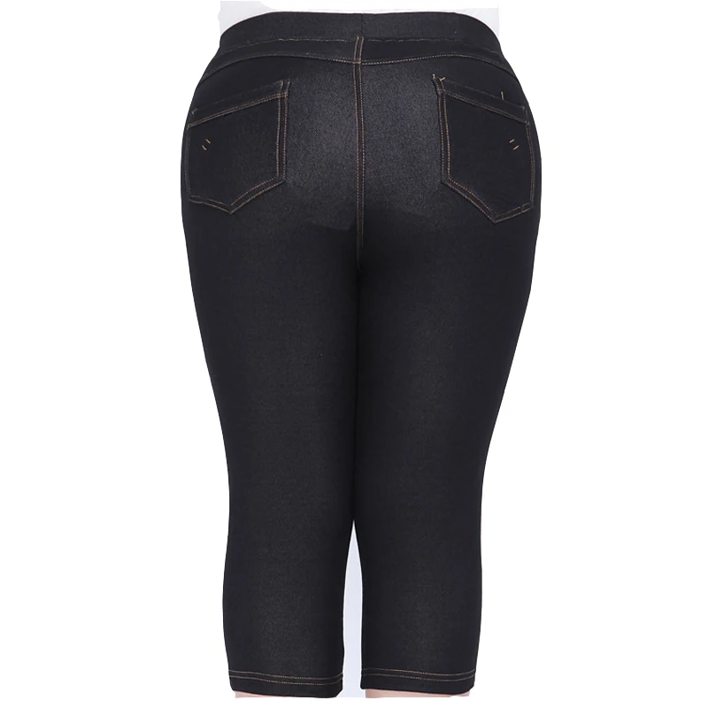 Ekstra Stort Plus Size Dame Denim Capri Jeans med Stretch Høj-Taljen Skinny Jeans Denim Blyant Bukser 9Xl Slank Capri Bukser Sommer