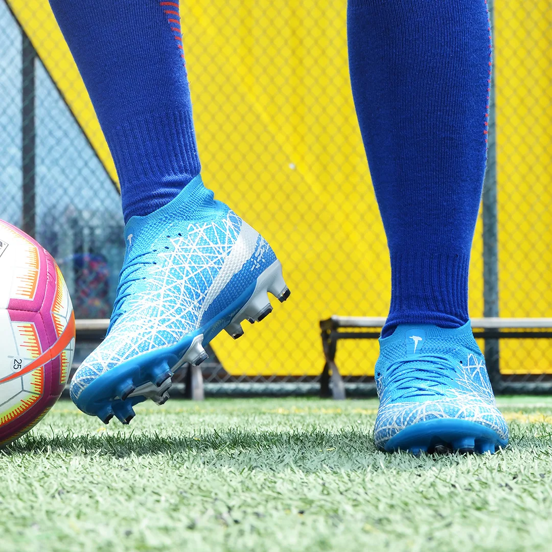 High top fodbold sko brudt søm unge studerende anti-skid negle kunstige græs sports training sko