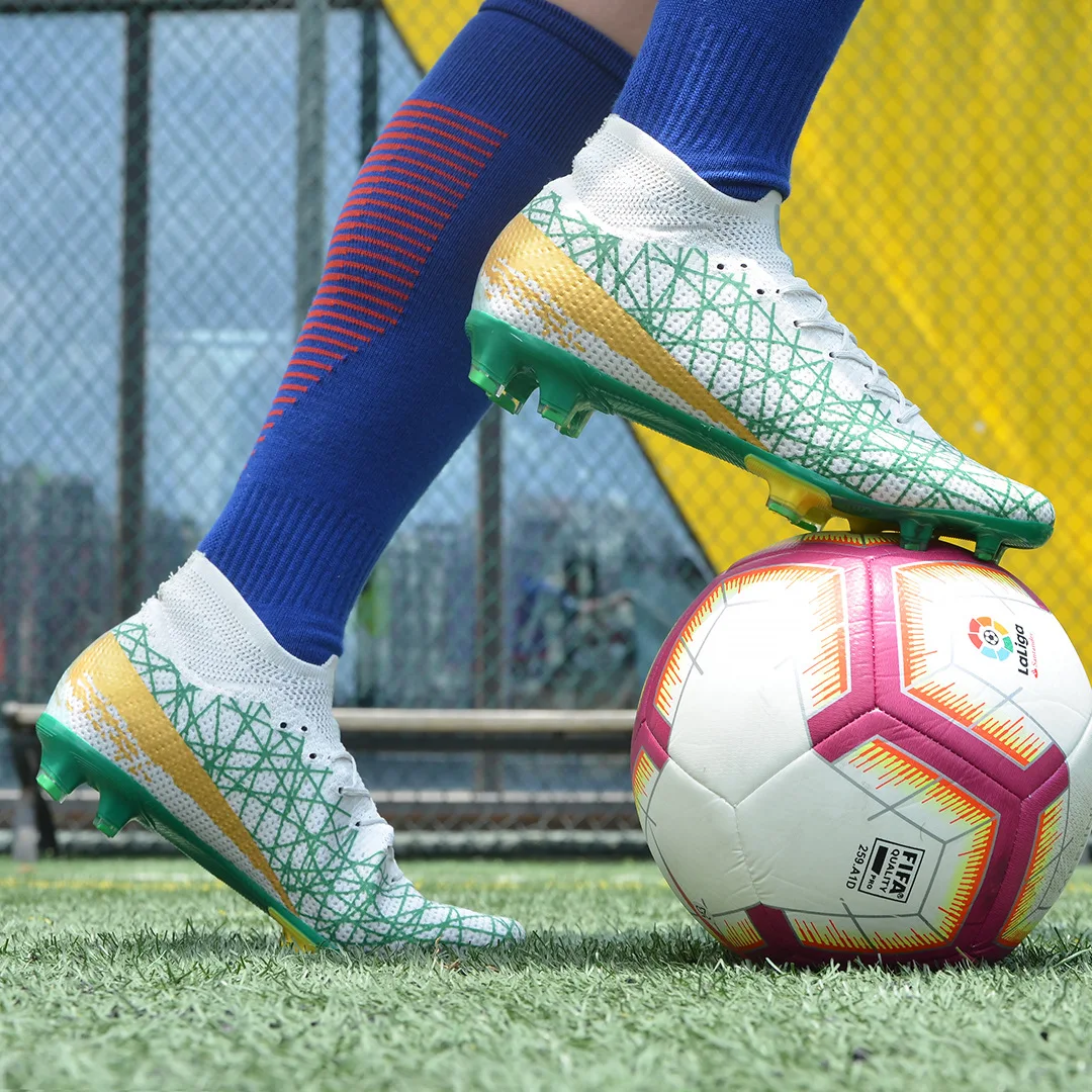 High top fodbold sko brudt søm unge studerende anti-skid negle kunstige græs sports training sko