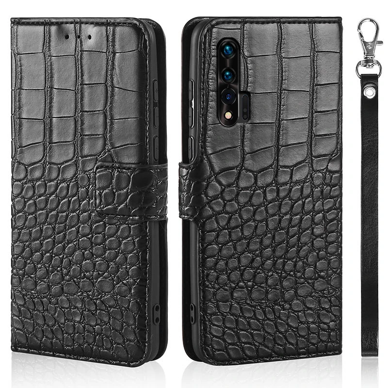 Luksus Læder etui Til Huawei Nova 6 Krokodille Tekstur tilfælde telefoner cover Silikone Fundas Tegnebog Kort Stent Book Style