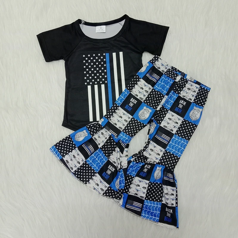 2020 mode National Day baby pige outfit, 2 stykker sommer baby pige sæt tøj klokke-bottom toddler baby kid pige tøj sæt