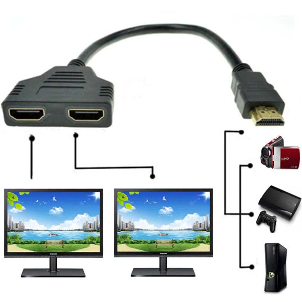 Hot HDMI 1 Mand Til Dobbelt HDMI 2 Kvindelige Y Splitter Kabel-Adapter HD LED-LCD-TV 30cm HDMI Mandlige og Kvindelige Splitter Kabler