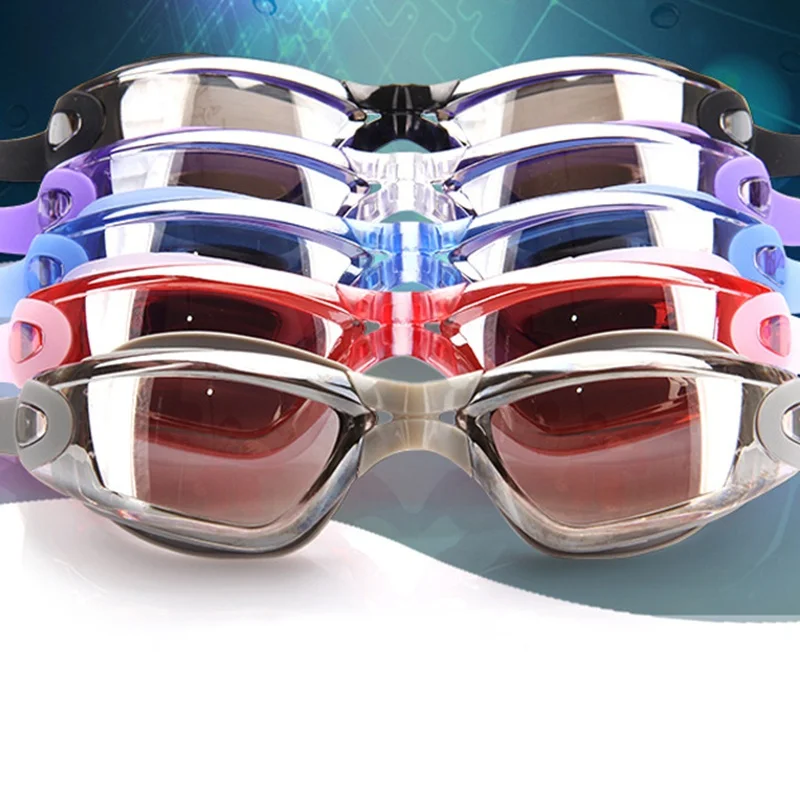 Svømning Beskyttelsesbriller Vandtæt, Anti-tåge Briller Store Ramme Galvaniseret Linse Brille Med tilhørende Hat Ear Plug næseklemme