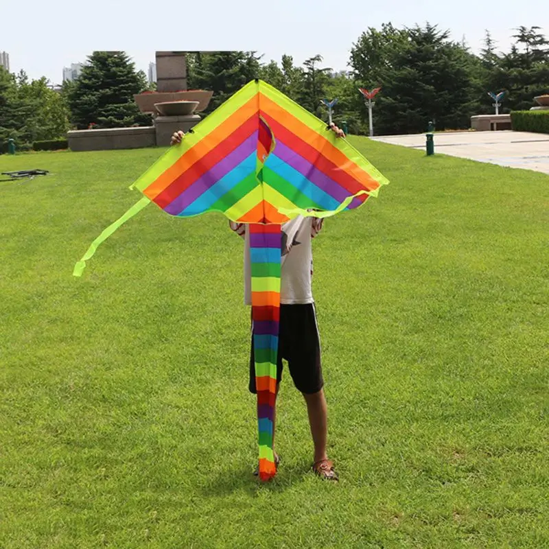 Nye Lange Hale Regnbue Dragen Udendørs Drager Flyvende Legetøj Kite For Børn M89C