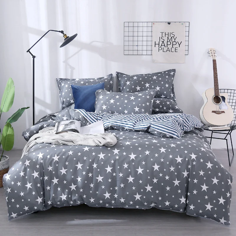 Abstractism sengelinned 3/4stk strøelse sæt Geometriske stirpe sengetøj AB side dynebetræk + flat sheet + pudebetræk hjem tekstil