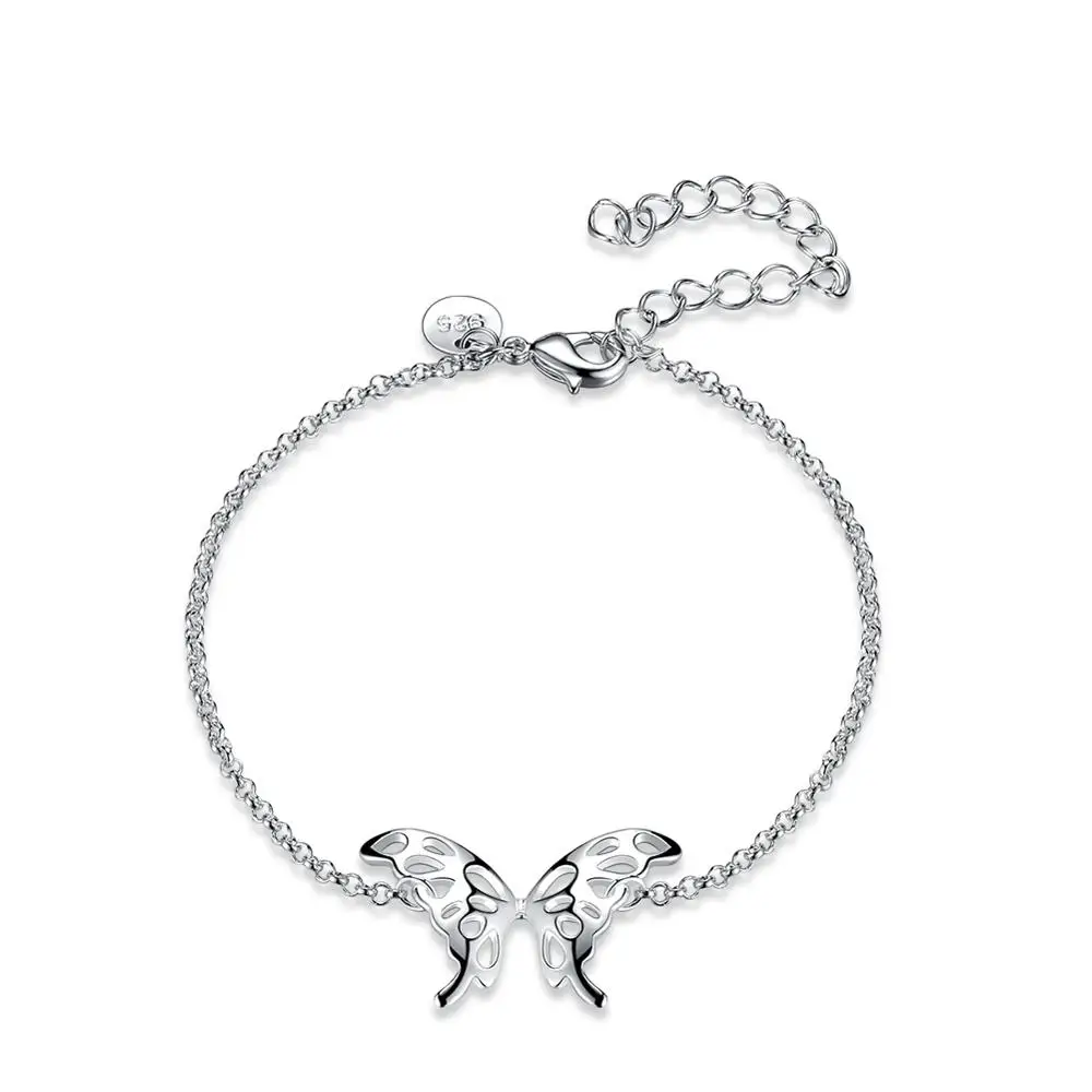 925 Sterling Sølv Armbånd Love Heart Perler Charms passer Armbånd, Armringe Gaver Til Kvinder Mode Butterfly armbånd Smykker