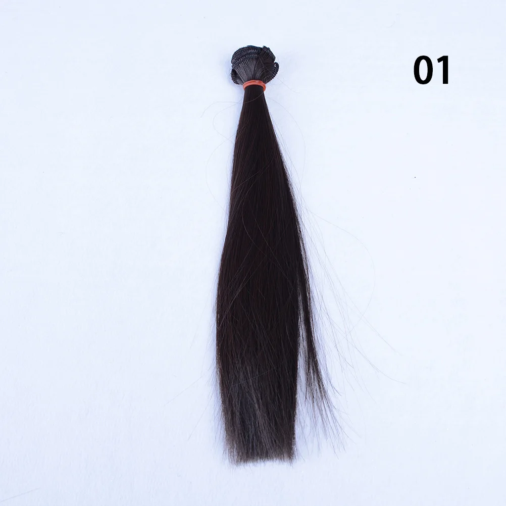 1stk 17-22cm hår refires bjd hår sort pink brun blå hvid grå farve lange lige hår paryk for 1/3 1/4 1/6 BJD diy
