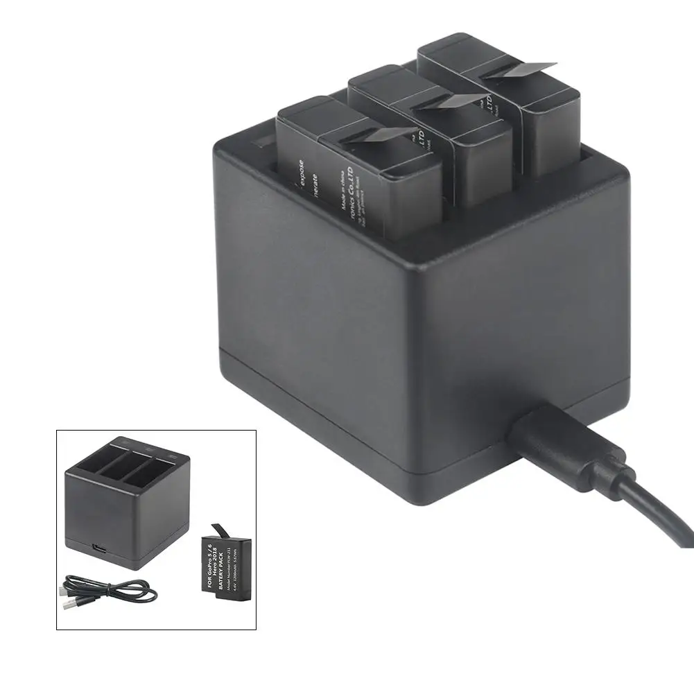 3 Porte USB Batteri Oplader Plads Til G-opro Helt 5/6/7 2018 Kamera USB-Oplader til Hurtig Opladning Med Batteri зарядное устройство