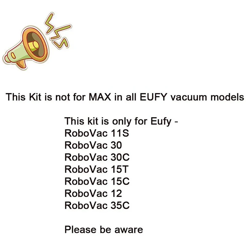 Tilbehør Kit Kompatibel for Eufy Robovac 11S, Robovac 30, Robovac 30C, Robovac 15C, Tilbehør Robot Støvsuger
