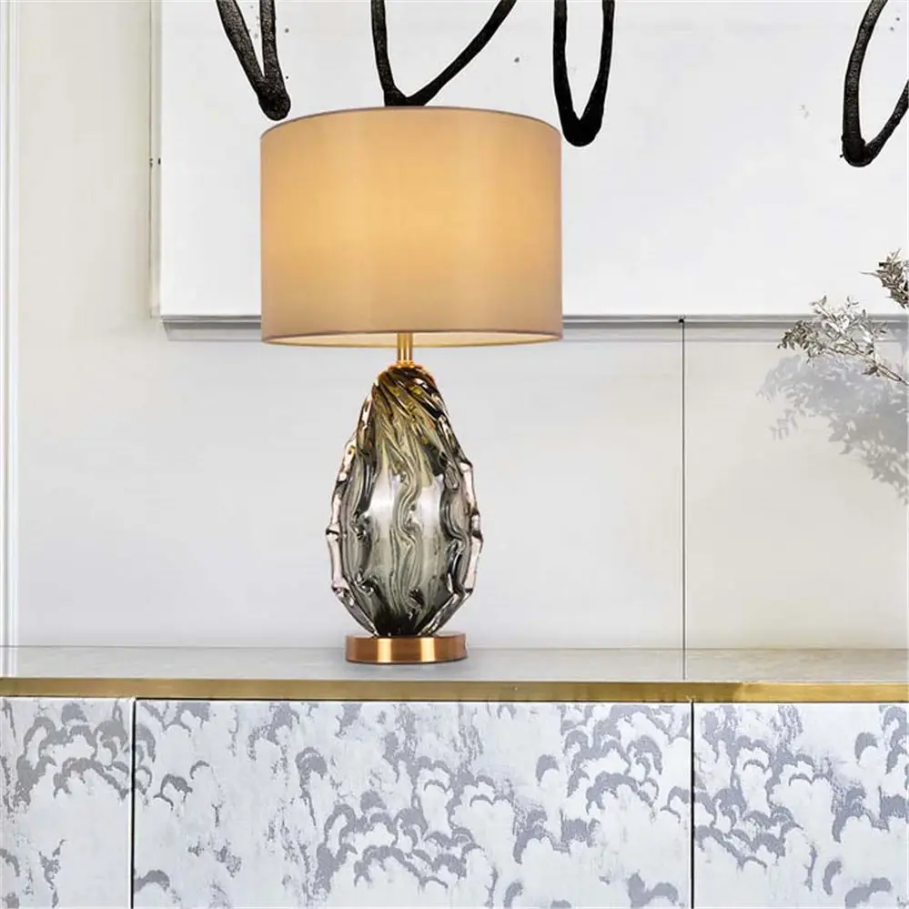 American Art Korn Farvet Glas Bordlampe Til Kontor Soveværelse Sengen Luksus Home Deco-Undersøgelse Led Desk Lys Elegant Indretning