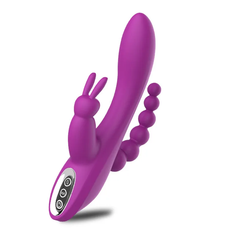 Nye Triple Kurve Kanin Vibratorer 12 Funktion Genopladeligt G-spot og P-spot Anal Vibrator Klitoris Stimulator Dildoer for Kvinder A318