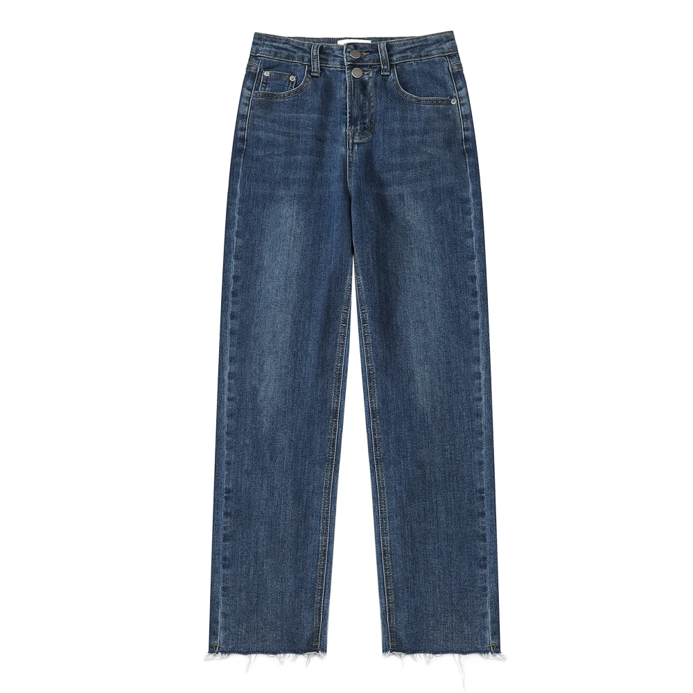 Kvinders Jeans 2021 Foråret Casual Harajuku Streetwear Høj Talje Bukser Blå Alsidig Vintage Baggy Kvindelige Lige Bukser