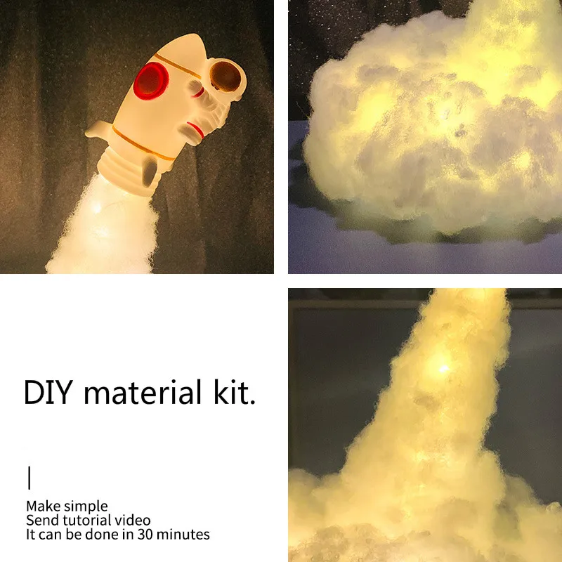 Rocket Lys Diy Materiale Package Sengelampe Led Astronaut-Nat Lys Børn Usb-Bordlampe Jul Room Dekoration