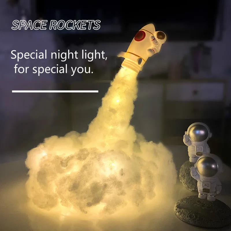 Rocket Lys Diy Materiale Package Sengelampe Led Astronaut-Nat Lys Børn Usb-Bordlampe Jul Room Dekoration