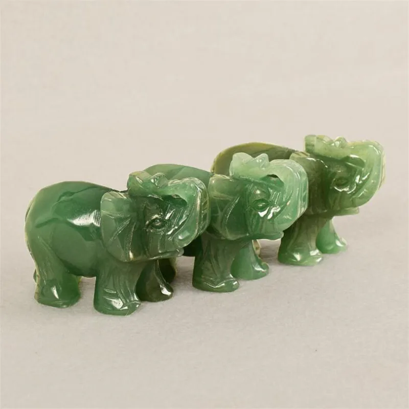 2inch Elefant små dyr udskårne stykker naturlige grønne østlige mausoleum elefanter placeret stykker