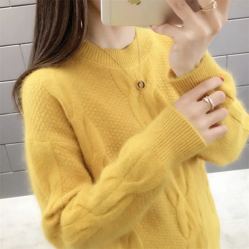 2020 nye sweater kvindelige studerende koreanske version af løs vinter pullover udenrigs-style strikket Joker slank bunden shirt tidevandet