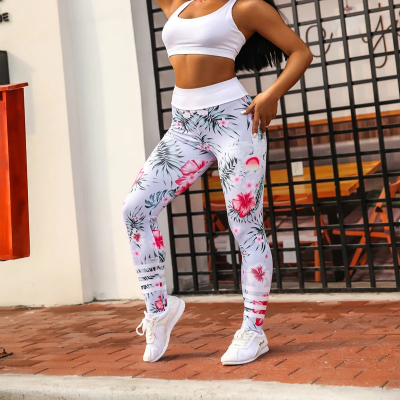 Skub Op For Nye Stil Blomster Print Kvinder, Sportstøj Fitness Leggings Træning Sommer Mode Polyester Af Høj Talje Kvindelige Leggings