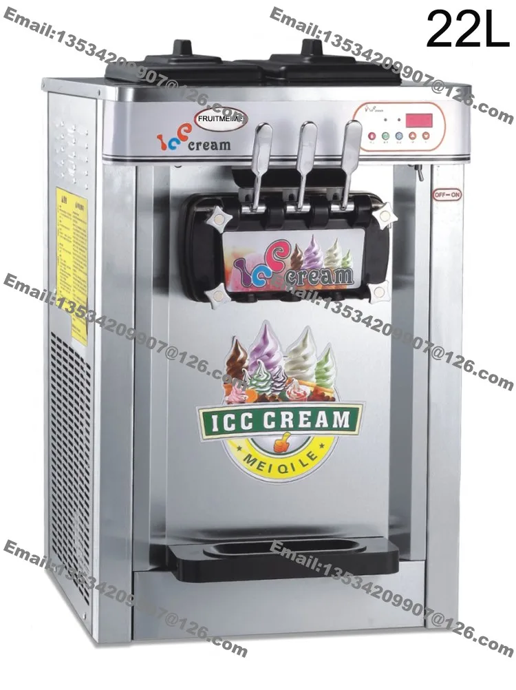 22L Flozen Yoghurt Bordplade i Rustfrit Stål Kommercielle 110v 60Hz 220v 50Hz Elektrisk 3 Smag Soft Ice Cream Maker Machine