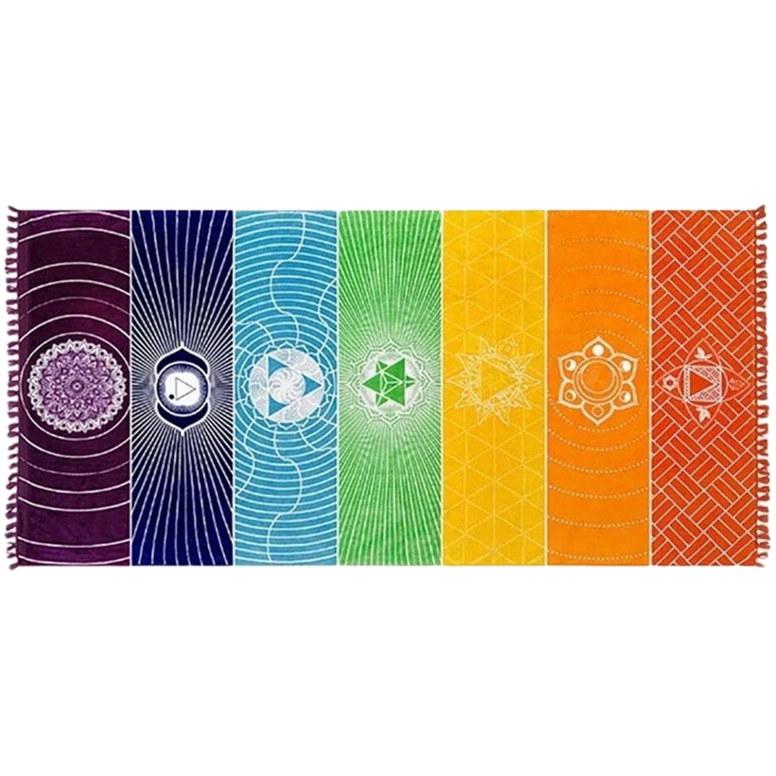 Top Polyester Bohemia Væggen Hænger Indien Mandala Tæppe 7 Chakra Farvet Mosaik Regnbue Striber Rejse Strand Yoga Mat15