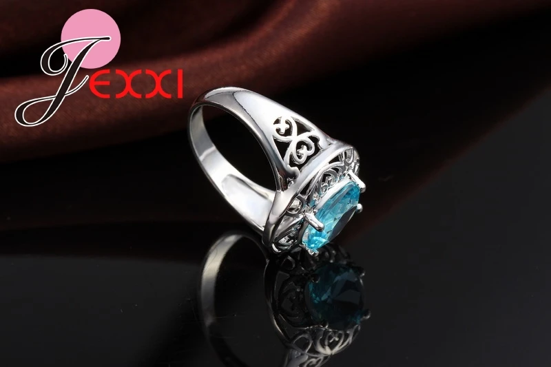 925 Sterling Sølv, Blå CZ Cubic Zirconia Smykker Wedding Party Ring Størrelsen 7-8-9 Mode Design Romantiske Smykker