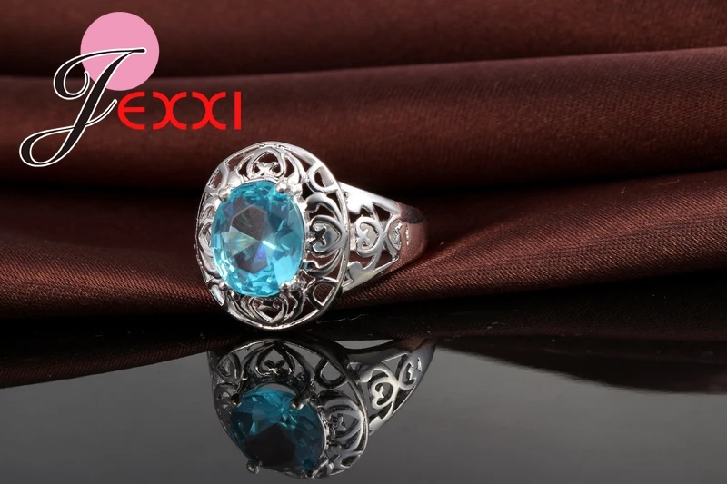 925 Sterling Sølv, Blå CZ Cubic Zirconia Smykker Wedding Party Ring Størrelsen 7-8-9 Mode Design Romantiske Smykker