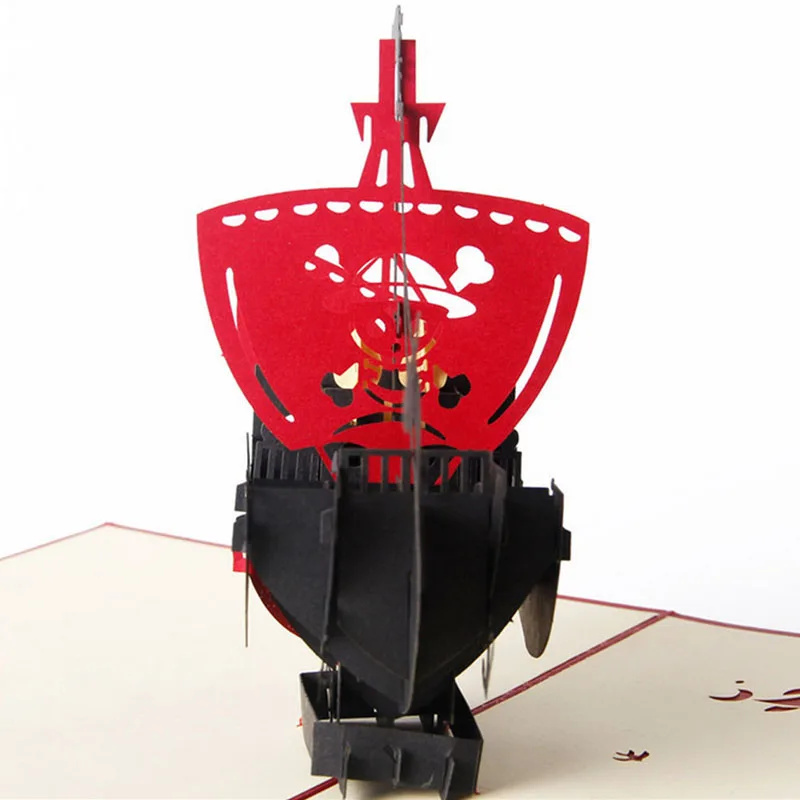 Vintage 3D Pop Up Papir Laser Cut Lykønskningskort Kreative Håndlavede Pirat Skib, Fødselsdags Postkort, for Kæreste takkekort C42