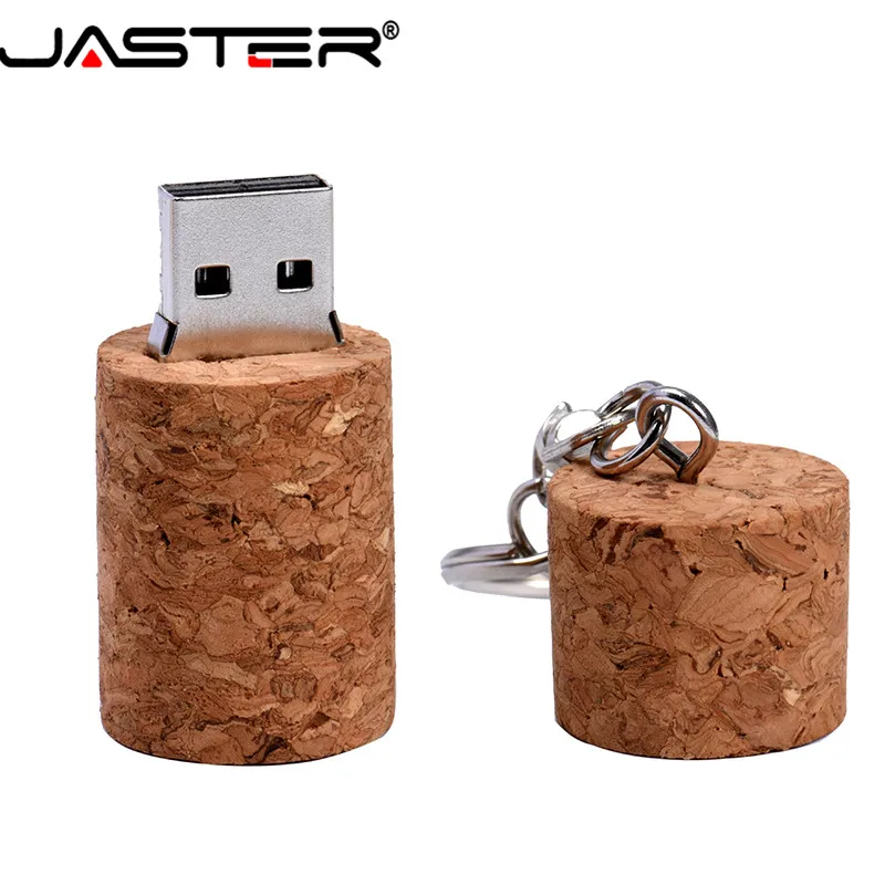 JASTER af Træ, kork USB-flash-drev træ flaske sæt nøglen i, 4GB, 8GB, 16GB, 32GB, 64GB pen-drev med nøglering Logo skræddersyet