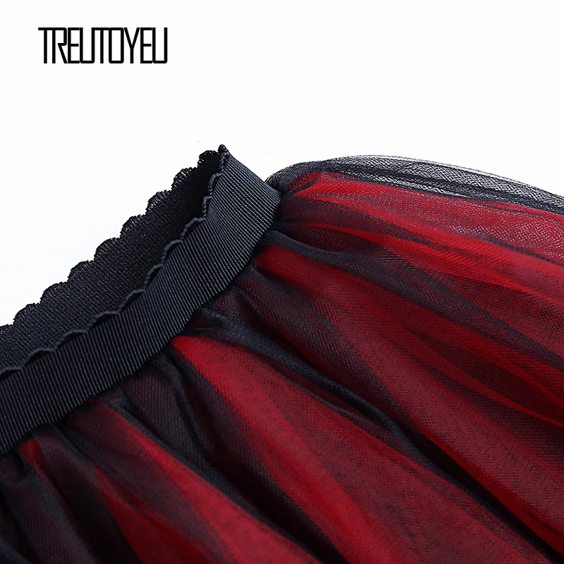Treutoyeu Design Kvinder Tutu Nederdele Af Knæet Længde Navy+Royal Blå 6 Lag Brudepiger Midi-Plisseret Tyl Nederdel Spodnica Tiulowa