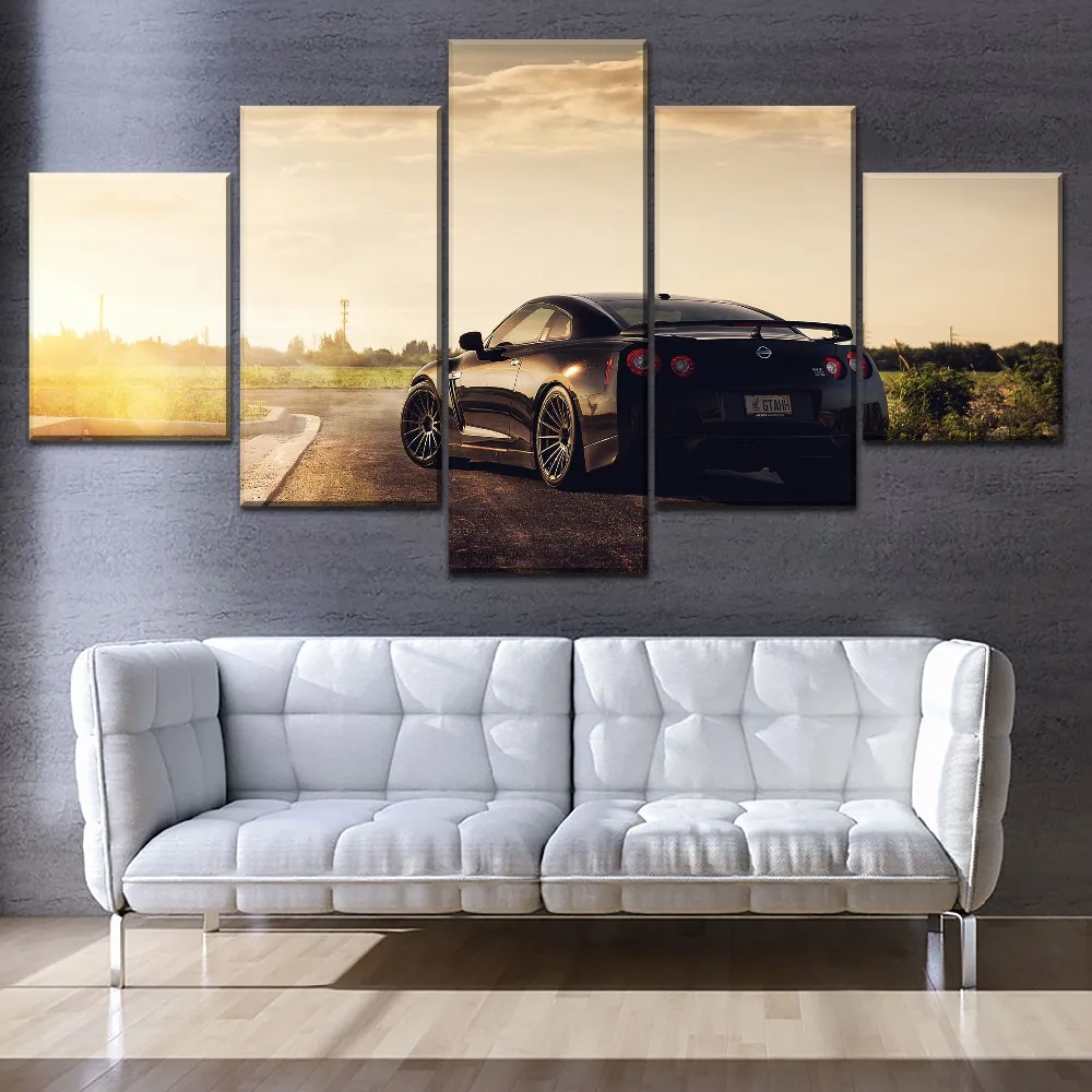 Moderne Stue Eller Soveværelse Wall Decor Et Sæt Modulære Billede Lærred Print Type Style 5-Panel Biler Nissan ADV1 GTR Plakat