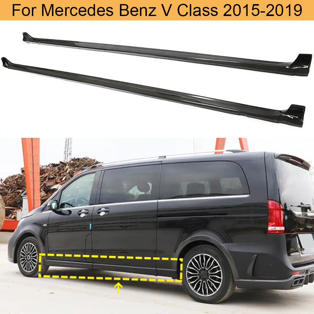 Bil Sideskørter Body Kits Til Mercedes-Benz V Klasse V250 V220d-2019 Bil Side Døren Nederdele Udvidelse Læbe Forklæder Carbon Fiber