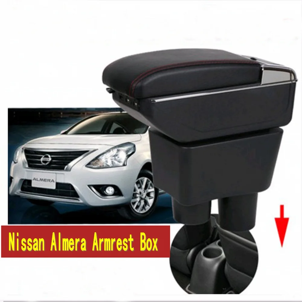 For Nissan Almera Armlæn max centrale Lagre indhold kasse med kopholder askebæger med USB-interface
