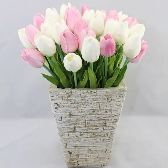 20pcs/masse PU Tulip Kunstige Blomster mini tulip Bryllup Hjem Dekorative Blomster rigtige touch boligindretning, Blomst (ingen vase)