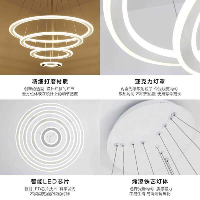 Moderne Cirkel Ringe FØRTE Enkle Vedhæng Lys Til Stue Spisestue med Glans Pendel Lampe Hængende loftlamper
