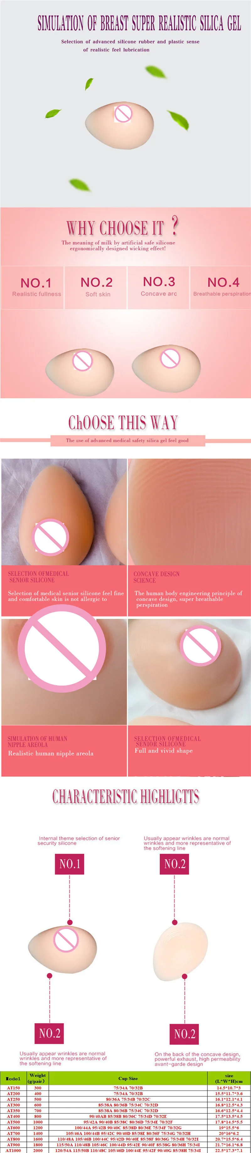 Kunstige Falske Bryster Puder Realistisk Silikone Bryst Former Protese for Mastektomi Kvinder Dragqueen Transvestit Transseksuelle