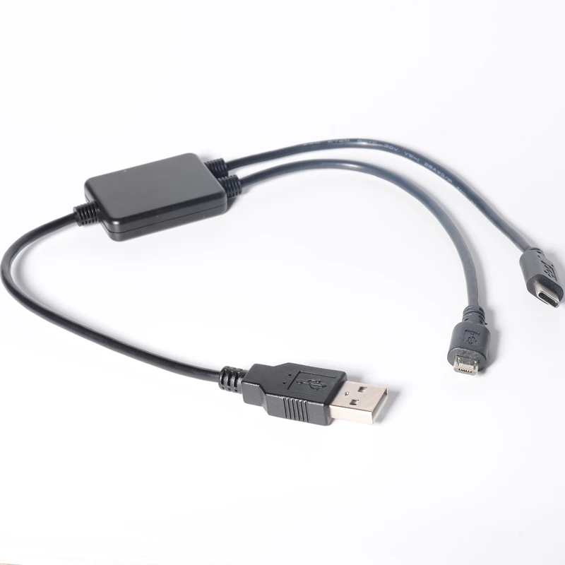 2-i-1 USB 2.0-kabel USB 2.0 EN mand til Mikro-USB-og USB-C mandlige opladning Udvidelse Y Splitter power kabel 0,3 m 1 FT