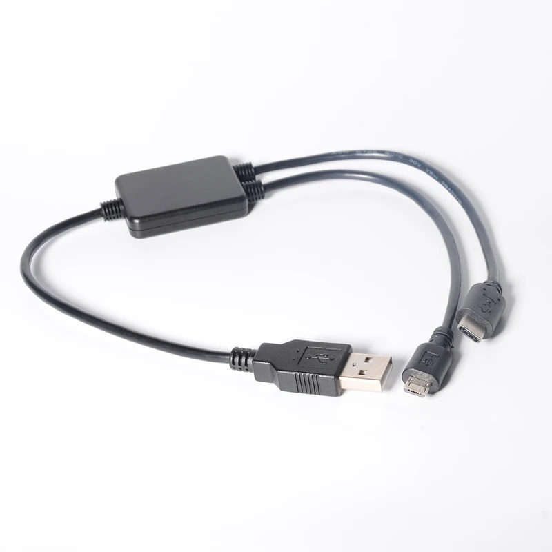 2-i-1 USB 2.0-kabel USB 2.0 EN mand til Mikro-USB-og USB-C mandlige opladning Udvidelse Y Splitter power kabel 0,3 m 1 FT