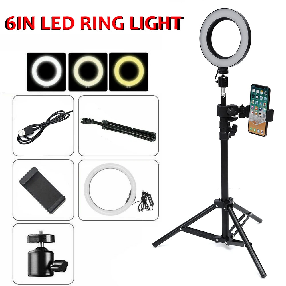 Fotografering LED Selfie Ring Lys 10tommer Metal Dæmpbar Kamera Telefon til at Ringe Lampe Med Stativ Stativer Til Makeup Video Live Studio