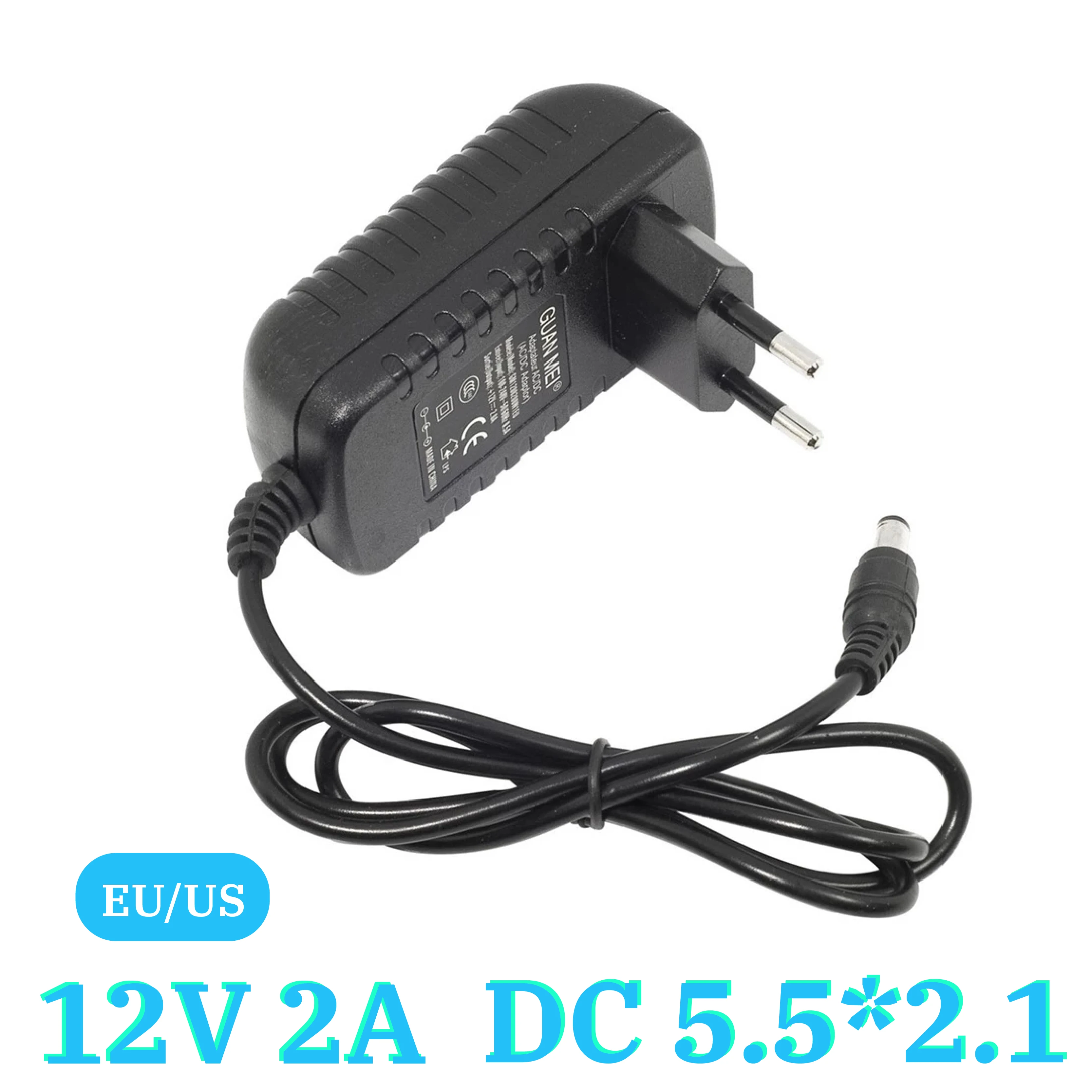 12V2A 100V-240V AC til DC Adapter DM5.5*2.1 mm 2000mA OS EU Plug Oplader Oplader adapter til LED Strip Lampe Skifte