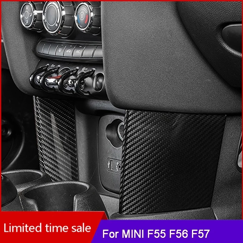 Bilen carbon fiber På begge sider af det centrale dekorative sticker Til MINI Cooper F55 F56 F57 bil styling tilbehør