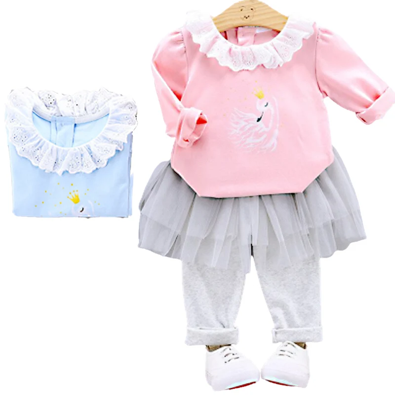 Nye Søde Lyserøde 3STK lille Barn Børn Baby Pige Tøj Sæt Til Efteråret Afslappet langærmet Bomulds-Sweatshirt Toppe, Bukser Tøj Tøj